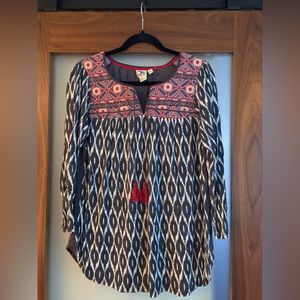 Anthropologie One September embroidered tunic top